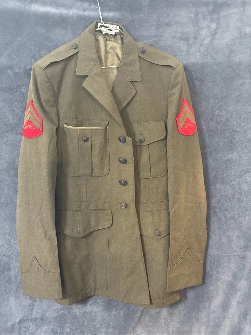 Military-Style Coat Made for Defense Logistics Agency - Olive with White Label